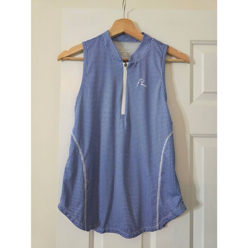 Rhoback sleeveless performance top blue and white gingham check Size XS